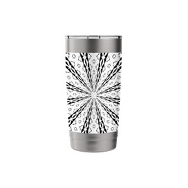 Star Effect Geometric Symmetrical Pattern Black On White Stainless Steel Insulated Tumbler
