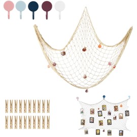 KUBDPQOR Exquisite Handcrafted Fishing Net Wall Decor with Sea Shells - Ideal for Nautical Décor and Home Decoration, 100 * 200cm Sea Shells Décor