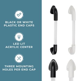 Manufacturers' Select ITC Economical 18” IllumaGrip Assist Handle with LED lit Center Handle for RV, Boat, or Home Step Assist Handle for Interior or Exterior use (White)