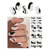 Wahrshei Semi Cured Gel Nail Strips, 20pcs French Black Strip
