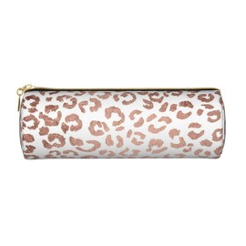 Stylish Hand Drawn Rose Gold Leopard Print Pencil Case Student Stationery Pouch Bag Office Storage Organizer Coin Pouch Cosmetic Bag Holder for School College Idea Gift for Back to School Season