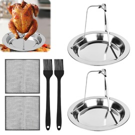 bssmmai Pack of 2 Chicken Roasters, Stainless Steel Vertical Chicken Stand, Chicken Holder Grill, Removable Chicken Grill with 2 Oil Brushes and 2 Cleaning Cloths for Ovens, Grills, Camping Stoves