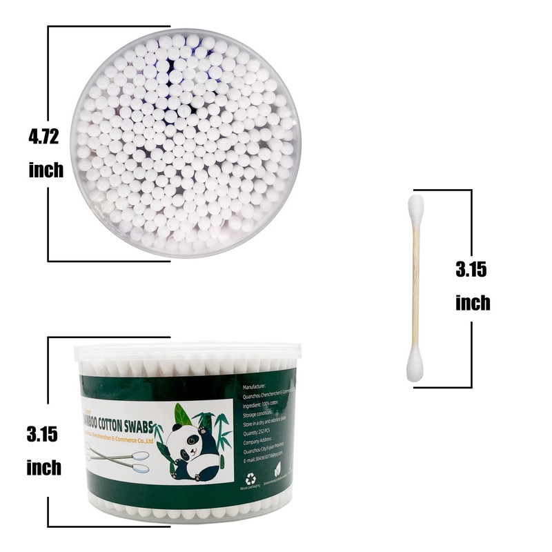 Thick Cotton Swabs,XL Size Natural Bamboo Cotton Buds 3 pack