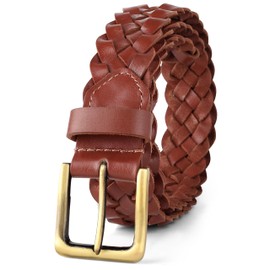 F&L CLASSIC Leather Braided Belts for Men - Mens Casual Woven Leather Belt for Dress Pants,tan,bra220,Size 44