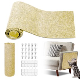 Cat Scratch Mat,118.5"x17.4" Trimmable Self-Adhesive Cat Scratch Furniture Protector, Sticky Cats Scratcher Wall Mat, Covering Cat’s Tower, Couch Protector from Cats Claws (Beige)