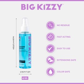 Big Kizzy Blue Bond Remover - Tape in and Keratin Hair Extension Remover - Effortless, Damage free Removal - 4oz