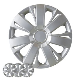 Shirry Group Hubcaps 4-Pack Kit, 16 inch Hub Caps Set of 4 Wheel Covers with Universal Snap-On Retention Rings, 1-Tone ABS Plastic Silver Car Rims for All Models (SG-5077-B-16)