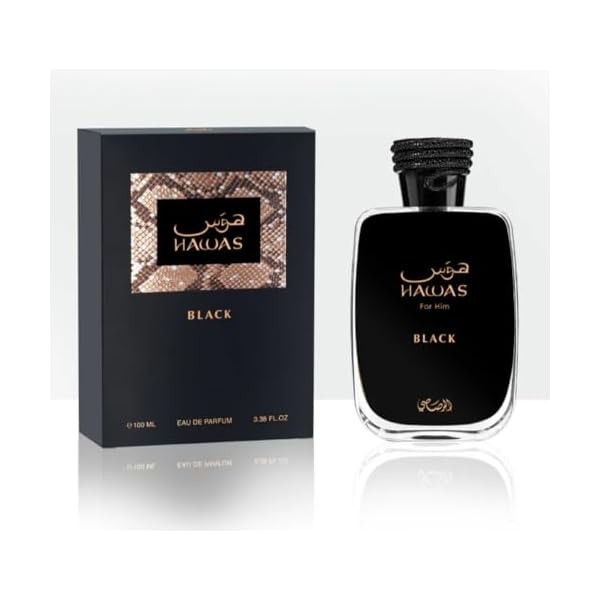 Hawas Black for Men Eau de Parfum Spray, 3.33 Ounce