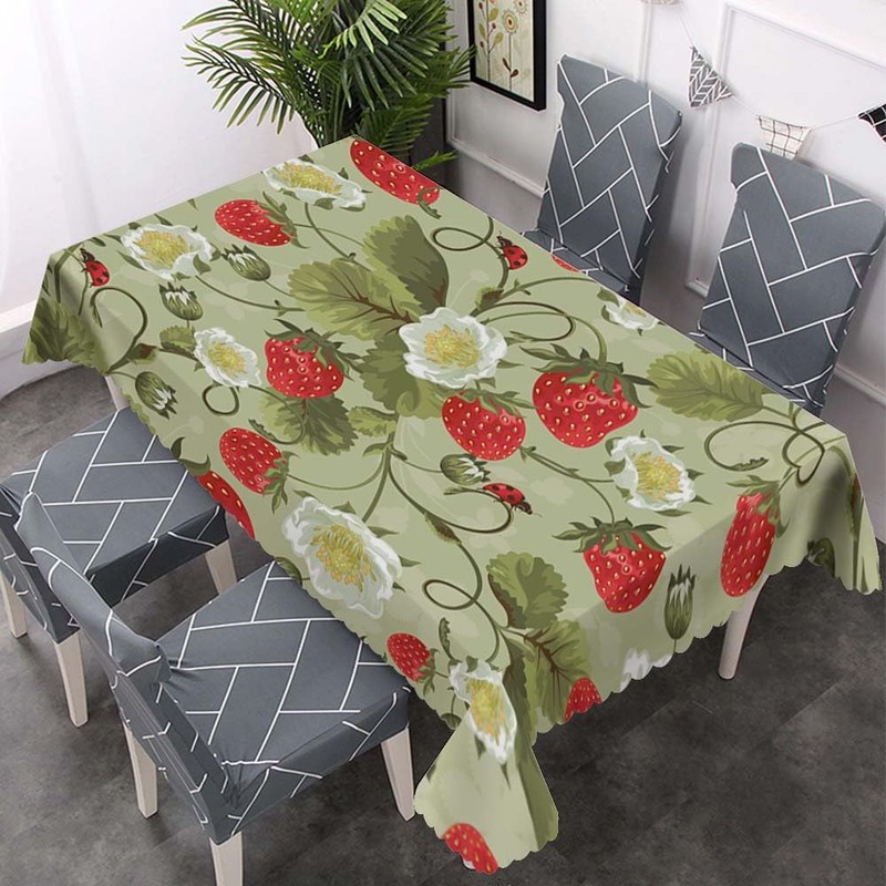 Walmsco Tablecloth Red Strawberry Ladybug Decor For Dining Room Kitchen