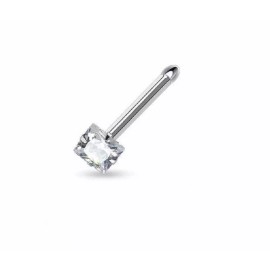Unbranded 20G TINY 2MM PRINCESS SQUARE PRONG SET CZ CLEAR GEM STEEL NOSE BONE STUD RING