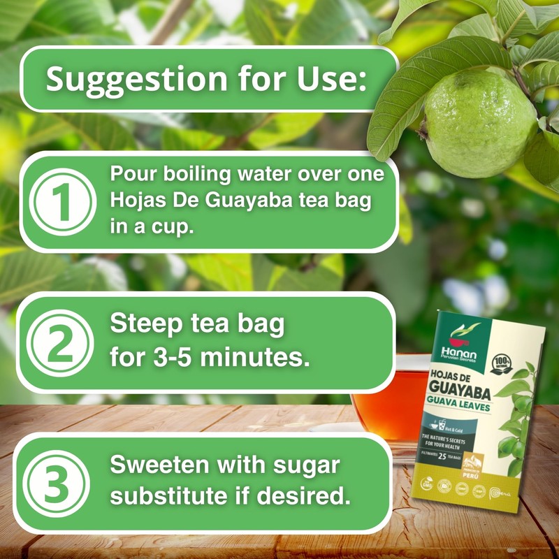 Hanan Peruvian Secrets Guava Leaves 25 Teabags - 100% Natural