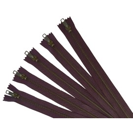 Craftbot - Cremalleras de metal de latón antiguo en color marrón oscuro - #5 cerradas - 12 pulgadas - Juego de 5 piezas