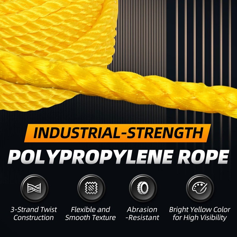 Polypropylene Rope - Bright Yellow, 1/4" x 100ft - All-Purpose