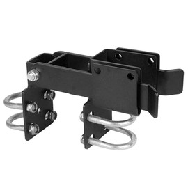 Heavy-Duty Chain Link Double Gate Latch for 1-3/8" Gate Frames, Secure Arm Design with Padlock Holes for Ranch & Yard Fences (Black)