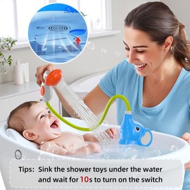 JUKUDAHU Baby Bath Shower Head Toys for Toddler Ages 1 2 3 - Bath Toys for Infants with Water Pump for Kids 2-4, Kids Swimming Pool Toys, Bathtub Toys 6-12 12-18 Months, Birthday Gifts for Boys Girls