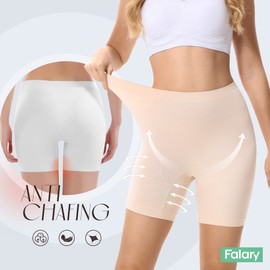 FALARY Women's Cycling Shorts Underpants Under Dress Skirt Leggings Shorts Boxer Shorts Anti Chafing Summer Yoga Pack of 3 White Black Beige, Black + white + beige