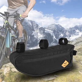 Generic Bike Frame Bag, Bicycle Frame Bag Front Top Tube Cycling Under Seat Pouch Black Dacron Waterproof Bike Triangle Frame Bag Frame Bag with Zipper (M), Genericqxn90aksg2-01
