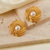 Rockyu Gold Big Pearlized Stud Earrings for Women Gorgeous Wedding