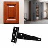 Pack of 6 T-shaped hinges, galvanised T-hinges, with 30 black