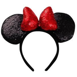 3D Black Mouse Sequin Ears Headband MM Glitter Butterfly Hair Clasp Park Supply Adults Women Photo Accessory