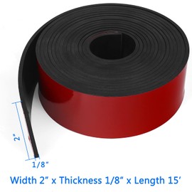 WochiTV Adhesive Solid Rubber Strips, 2" Wide x 1/8" Thick x 180" Long Self Stick Black Neoprene Rubber Rolls Perfect for DIY Insulation Cushion Gasket, Sealing, Liner, Weather Striping