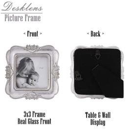Desklens 3x3 Vintage Picture Frame, Antique Ornate Picture Frame, Victorian Retro Decorative Photo Frames for Tabletop & Wall, Baroque Home Decor Frames