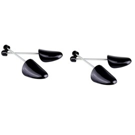 2Pairs Black Plastic Adjustable Keep Shape Shoe Trees Shape Support Shoe Stretcher Boot Holder Shaper with Tension Spring Coil for Men