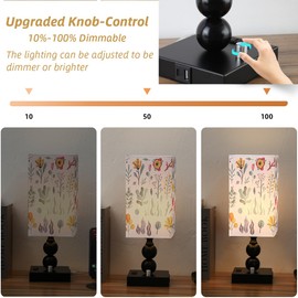 Bedside Table lamp Dimmable with Charging Station, Small end Desk Nightstand Lamps with USB Ports and outlets for Bedroom Living Room Office Reading Gifts Home Decorative LED Edison Bulb Included