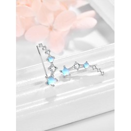 Dreamboat Star Climbers Earrings for Women 925 Sterling Silver Moonstone Ear Cuffs Crawler Earring Cubic Zirconia Climbing Jewelry Gifts