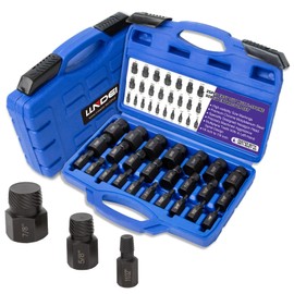 LLNDEI Screw Extractor Set Hex Head Multi-Spline Easy Out Bolt Extractor Set, EZ Out Rounded Screw Remover, 1/8 Inch to 7/8 Inch in 1/32-Inch Increments, CR-MO, 25 Pieces, Stripped Fastener Tool