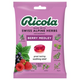 Ricola Berry Medley Bag | Cough Suppressant Throat Drops | Naturally Soothing Long-Lasting Relief - 19 Count (Pack of 1)