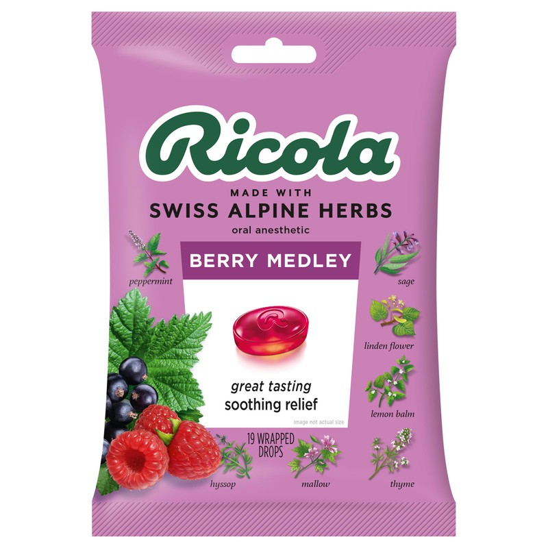 Ricola Berry Medley Bag | Cough Suppressant Throat Drops |