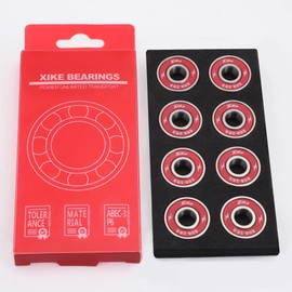 XiKe 8-Pack 608-2RS Skateboard Bearings, Red, High-Speed 8x22x7mm, Durable Double Rubber Sealed, Fit for Longboards, Inline & Roller Skates, Spinners Etc