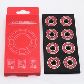 XiKe 8-Pack 608-2RS Skateboard Bearings, Red, High-Speed 8x22x7mm, Durable Double Rubber Sealed, Fit for Longboards, Inline & Roller Skates, Spinners Etc
