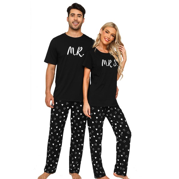 EISHOPEER Men's Sleepwear Pajama Set Lightweight Printed Round Neck Summer
