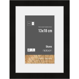 nielsen Skava Wooden Black Photo Frame with Mount 5x7 in Portrait & Landscape Format Real Glass