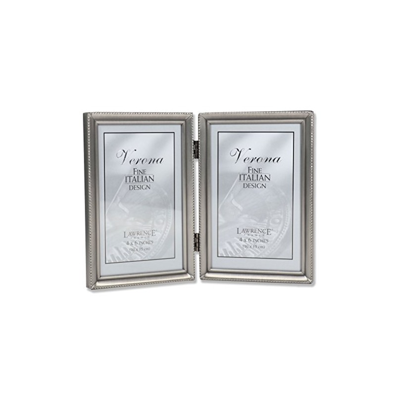 Lawrence Frames Bead Border Design, 4x6 Double, Pewter