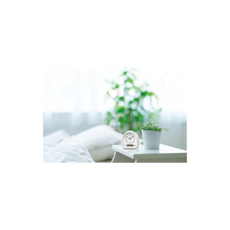 Seiko KR522W Alarm Clock, Analog Temperature/Humidity Display, White, 4.4 x