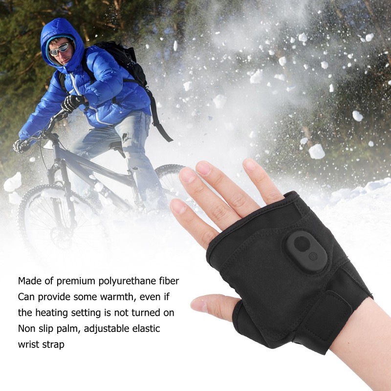 One Pair Heated Fingerless Gloves Polyurethane Fiber USB Non Slip