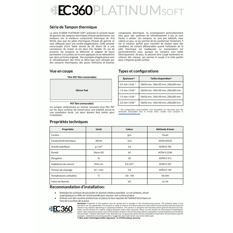 EC360® Platinum Soft 16.6W/mK Thermal Pad (100 x 100 x