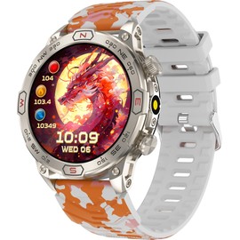 Outdoor Smartwatch Men's Phone Function Fitness Watch 1.43 Inch AMOLED Touchsreen Running Watch Men's Military Watch Blood Pressure Measurement Heart Rate Monitor Sports Watches Men's Compass