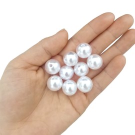 100Pcs 16mm White Pearl Beads,Big Size Loose Pearl Spacer Beads with Hole Faux Pearls Round White Beads for Jewelry Making,DIY Craft Bracelets,Vase Fillers,Table Scatter Home Wedding Decoration