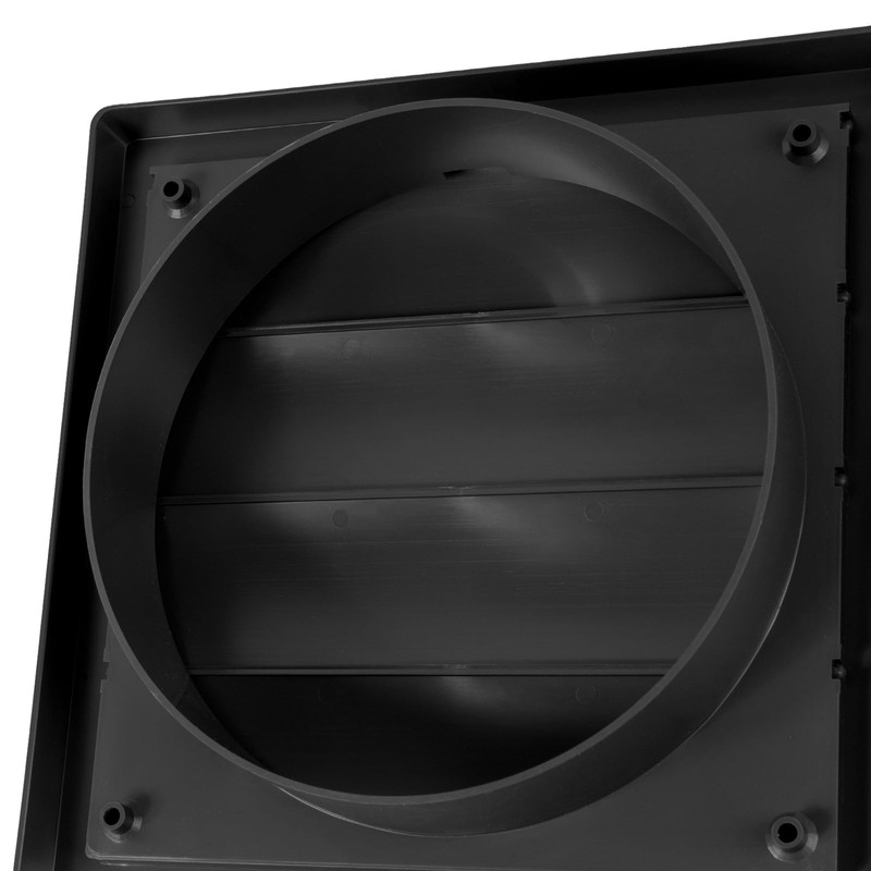 ECOPRO VENT Plastic 6'' Black Exhaust Louvered Dryer Vent Cover