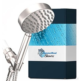 [Ships to California] All Metal Low Flow Handheld Shower Head with Hose and Brass Holder - Brushed Nickel - Water Saving 1.75 GPM Detachable Showerhead - 6ft Flexible Hose & Adjustable Bracket