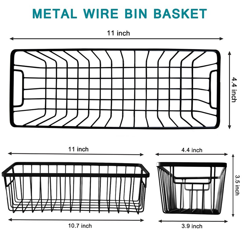 SheeChung Farmhouse Metal Wire Bin Basket with Wall Mount -