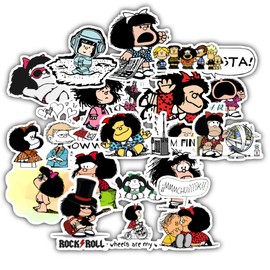 20 Pcs Stickers Packs Mafaldas Colorful Characters Aesthetic Collage Vinyl Vintage Decal Sticker Waterproof for Water Bottle Laptop Computer Luggage Phone Car Skateboard Bumper colorful 8.5'' x 11''