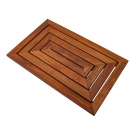 Nordic Style Premium Teak Shower and Bath Mat for Indoor and Outdoor Use - Non-Slip Wooden Platform for Spa, Sauna, Pool, Hot Tub - Flooring Decor and Protector (31.4" x 19.6", Oiled Finish)