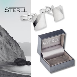 Herren Manschettenknöpfe Aus 925 Silber Mit Oxidiertem Streifen Design Schmucketui