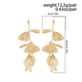 Dainty Gold Ginkgo Leaf Dangle Drop Earring for Women, Trendy Boho Silver Leaves Flower Petal Stud Dangling Floral Earring Y2K Prom Party Jewelry Gift (Gold)