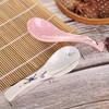 VanEnjoy Set of 4 Chinese/Japanese Ceramic Soup Spoons, Pink Cherry